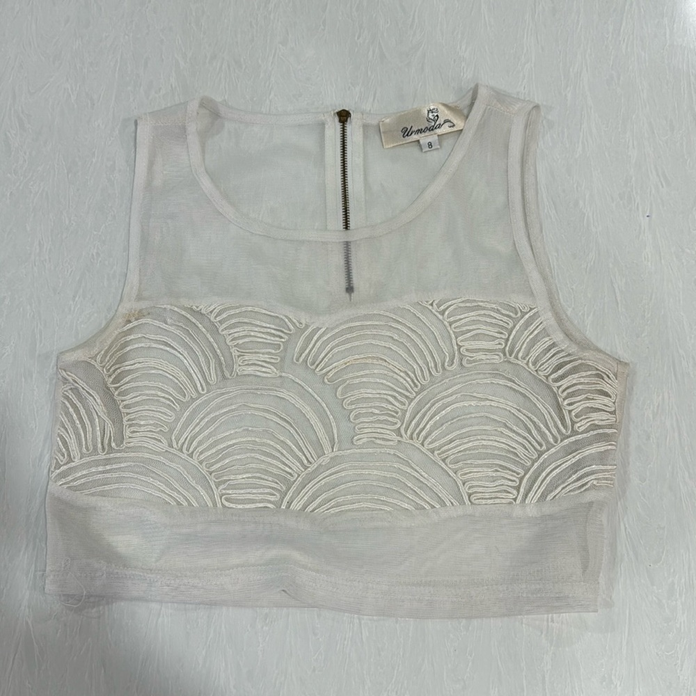 Urmoda Women’s Sheer Shelled Crop Top size 8 Tank Top